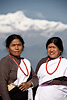Traditional Garments Photo: At the three-day Bandipur festival with the Himalayas as a backdrop, a pair of handsomely-dressed local women graciously pose for a photo.