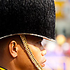 photo: Fuzzy Hat - A member of the Thai Royal Guard awaiting the King's motorcade at the National Palace.