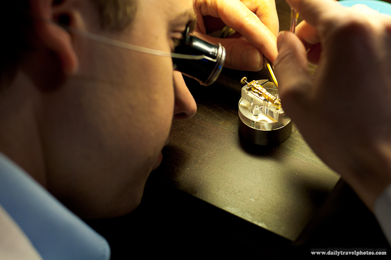 Watchmaking Demonstration Showing Fine Instruments and Coordination for Fixing Swiss Watches - Geneva, Switzerland - Daily Travel Photos